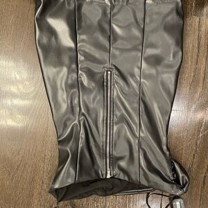 GIRLS BLACK FAUX LEATHER SCRUNCH STRAPLESS DRESS SUPERDOWN SIZE XS